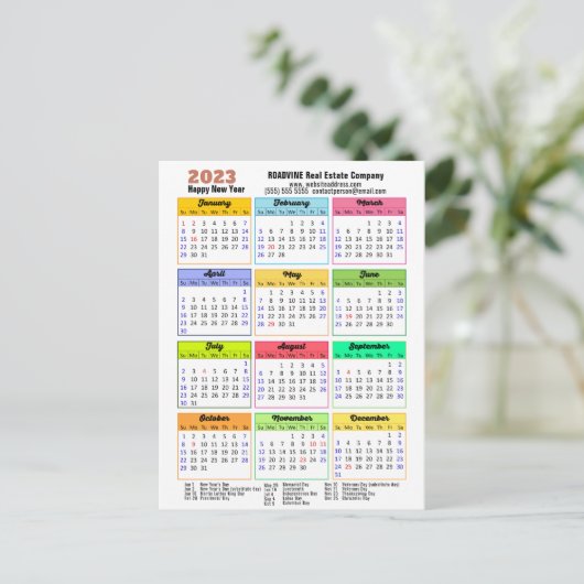 Carte Postale Calendrier 2023 Rose Gold moderne photo d'entrepri (Debout devant)