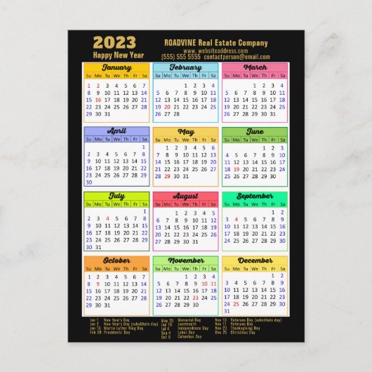 Carte Postale Calendrier 2023 Script moderne Simple Photo d'entr (Devant)