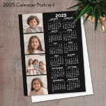 Carte Postale Calendrier 2025 avec 4 Collage de photos<br><div class="desc">Un collage photo de 4 avec un calendrier. Un objet amusant pour le Nouvel An. Ajoutez 4 photos carrés à cette conception. Avec un peu de travail,  vous pouvez changer la couleur arrière - plan et la couleur du calendrier lorsque vous cliquez sur l'option personnaliser et choisissez différentes couleurs.</div>