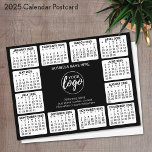 Carte Postale Calendrier 2025 avec logo Coordonnées<br><div class="desc">Ajoutez un logo avec un calendrier 2025 et de la place pour ajouter quelques lignes de texte. Un objet amusant pour le Nouvel An à utiliser comme cadeau de société. Vous pouvez modifier les couleurs dans la zone de conception avancée.</div>