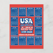 Carte Postale Calendrier 2026 - États-Unis 250 Rouge Blanc Bleu (Devant)