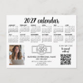 Carte Postale Calendrier 2027 avec logo, Code QR, Photo Blanc (Devant)