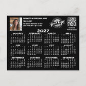 Carte Postale Calendrier 2027 avec logo, Code QR, Photo NOIR (Devant)