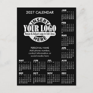 Carte Postale Calendrier 2027 avec logo Coordonnées