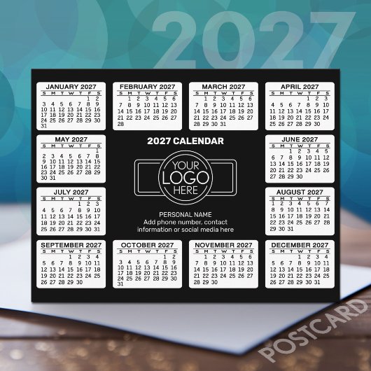 Carte Postale Calendrier 2027 avec logo Coordonnées