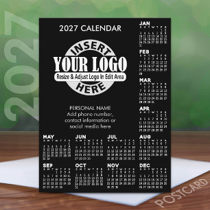 Carte Postale Calendrier 2027 avec logo Coordonnées