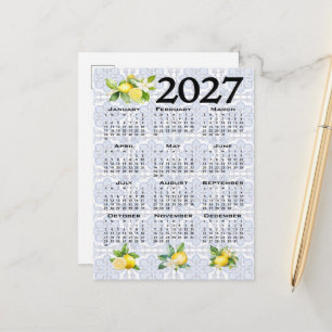 Carte Postale Calendrier 2027 Citrons Carreaux Italiens Méditerr