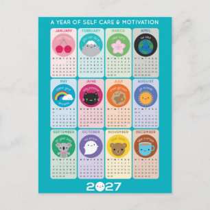 Carte Postale Calendrier 2027 de motivation et de soins personne