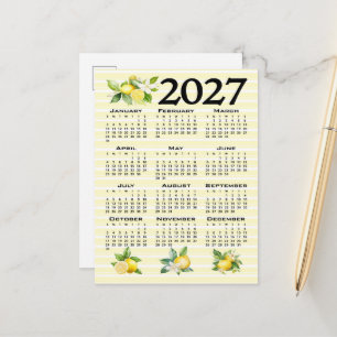 Carte Postale Calendrier 2027 de style italien Citrons Rayures J