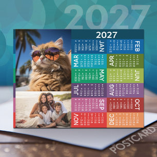 Carte Postale Calendrier 2027 - Fond coloré de collage de photos