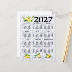 Carte Postale Calendrier 2027, Frette grecque, Cosmic Latte sur 