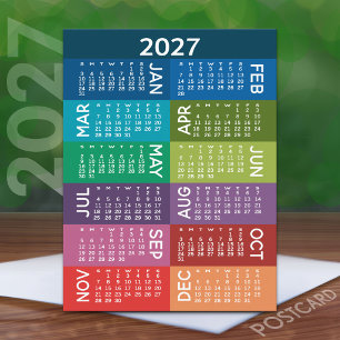 Carte Postale Calendrier 2027 pour l'année complète avec des moi