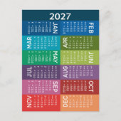 Carte Postale Calendrier 2027 pour l'année complète avec des moi (Devant)