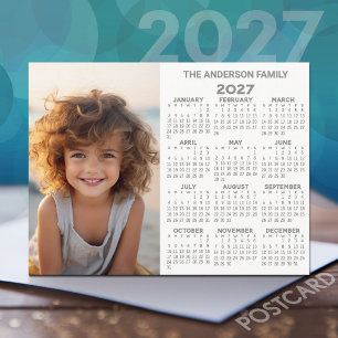 Carte Postale Calendrier 2027 - Vue annuelle moderne avec photo