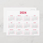 Carte Postale Calendrier annuel Rouge et Noir 2024 (Devant / Derrière)
