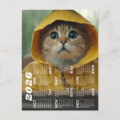 Carte Postale Calendrier avec chat mignon habillé en jaune (Devant)
