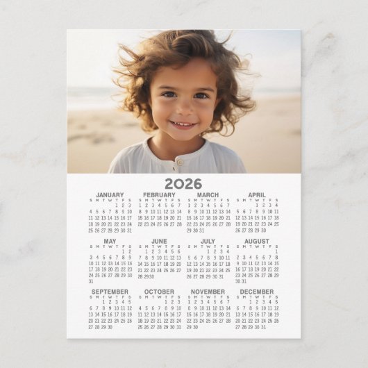 Carte Postale Calendrier avec photo - Vue de l'année complète (Devant)