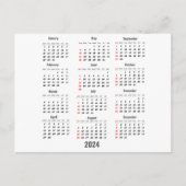 Carte Postale Calendrier blanc 2024 de 52 semaines (Devant)