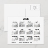 Carte Postale Calendrier blanc 2026 de Janz (Devant / Derrière)