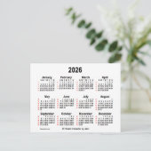 Carte Postale Calendrier blanc de 52 semaines 2026 par Janz (Debout devant)
