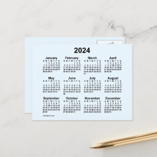 Carte Postale Calendrier bleu Alice 2024 par Janz Postcard
