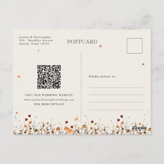 Carte Postale Calendrier botanique des fleurs sauvages d'automne (Dos)