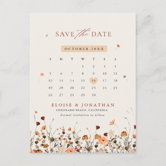 Carte Postale Calendrier botanique Fleur sauvage d'automne Enreg (Devant)