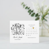 Carte Postale Calendrier Cœur Doré Save the Date (Debout devant)
