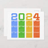 Carte Postale Calendrier Coloré 2024 (Devant / Derrière)
