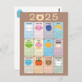 Carte Postale Calendrier Cute Cats 2025 (Devant / Derrière)
