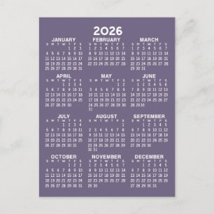 Carte Postale Calendrier d'affichage de l'année complète - Minim