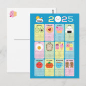 Carte Postale Calendrier de Kawaii Food 2025 (Devant / Derrière)