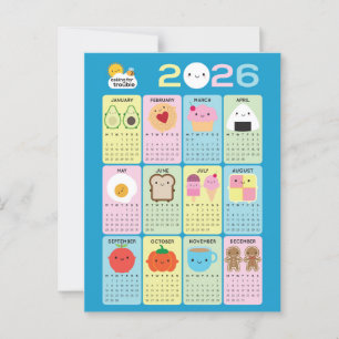 Carte Postale Calendrier de Kawaii Food 2026