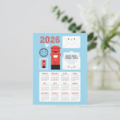 Carte Postale Calendrier de Kawaii Happy Mail 2026 (Debout devant)
