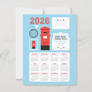 Carte Postale Calendrier de Kawaii Happy Mail 2026