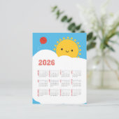 Carte Postale Calendrier de Kawaii Happy Sun 2026 (Debout devant)