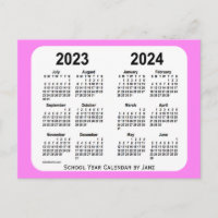 Calendrier de la mini-école rose 2023-2024 par Jan