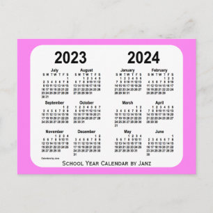 Carte Postale Calendrier de la mini-école rose 2023-2024 par Jan