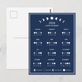 Carte Postale Calendrier de la phase lunaire 2026 Cycles lunaire (Devant / Derrière)