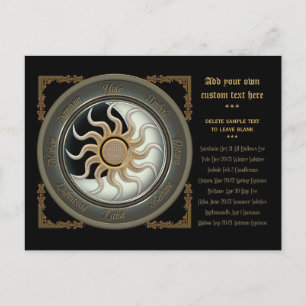 Carte Postale Calendrier de la roue Pagan Sun et Moon 2012