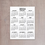 Carte Postale Calendrier de l'année complète 2024 - Minimum de b<br><div class="desc">Un calendrier de base 2024 en noir et blanc. Une recherche standard pour votre bureau à domicile ou casier scolaire. Une simple année complète en un coup d'oeil calendrier à utiliser toute l'année.</div>