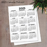 Carte Postale Calendrier de l'année complète 2025 - Minimal de b<br><div class="desc">Un calendrier de base 2025 en noir et blanc. Une recherche standard pour votre bureau à domicile ou casier scolaire. Une simple année complète en un coup d'oeil calendrier à utiliser toute l'année.</div>