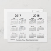 Carte Postale Calendrier de l'année scolaire 2017-2018 - Fumée b (Devant / Derrière)