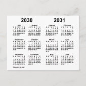 Carte Postale Calendrier de l'année scolaire blanche 2030-2031 p (Devant)