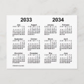 Carte Postale Calendrier de l'année scolaire blanche 2033-2034 p (Devant)