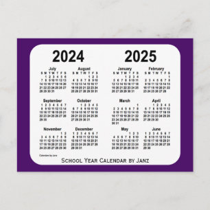 Carte Postale Calendrier de l'année scolaire Purple Mini 2024-20