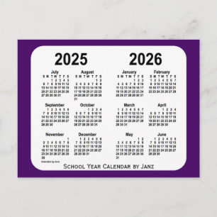Carte Postale Calendrier de l'année scolaire Purple Mini 2025-20