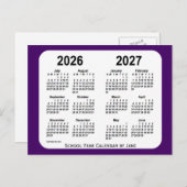 Carte Postale Calendrier de l'année scolaire Purple Mini 2026-20 (Devant / Derrière)