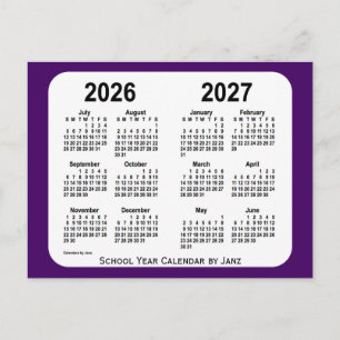 Carte Postale Calendrier de l'année scolaire Purple Mini 2026-20