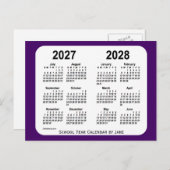 Carte Postale Calendrier de l'année scolaire Purple Mini 2027-20 (Devant / Derrière)